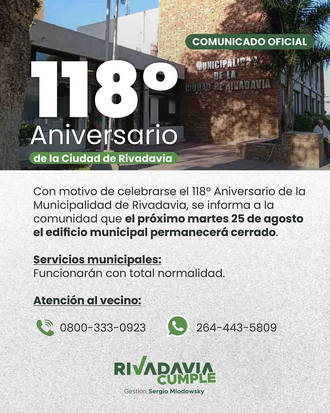 118° Aniversario de Rivadavia